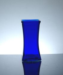 Short Square Gathering Vase Blue 3