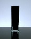 Baked Block Glass Vase 3" x 3" x 10", 12 p/c Black