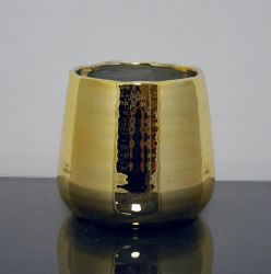 Ceramic Flower Pot Vase 5.75"x 6.5", Gold, 12 p/c