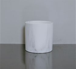 Ceramic Marble Cylinder Vase 5"x 5", White, 12 p/c