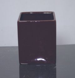 Ceramic Block Vase 4" x 4" x 5", Brown, 12 p/c