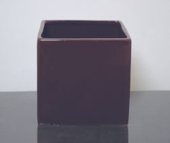 Ceramic Cube Vase 6" x 6" x 6", Brown, 12 p/c