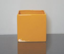 Ceramic Cube Vase 6" x 6" x 6", Orange, 12 p/c