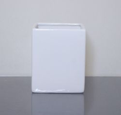 Ceramic Block Vase 4" x 4" x 5", White, 12 p/c