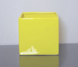 Ceramic Cube Vase 6" x 6" x 6", Yellow, 12 p/c