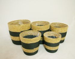 (S/5) 12", 11", 10", 9", 8" Potcover w/ Liner, Nat