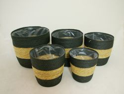 (S/5) 12", 11", 10", 9", 8" Potcover w/ Liner, Bla