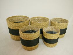 (S/5) 12", 11", 10", 9", 8" Potcover w/ Liner, Nat