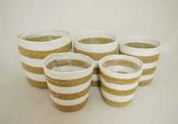 (S/5) 12", 11", 10", 9", 8" Potcover w/ Liner, Whi