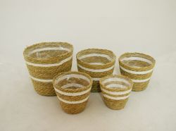 (S/5) 8", 7", 6", 5.5", 4.5" Potcover w/ Liner, Br