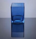 Block Glass Vase 4" x 4" x 5", Blue, 12 p/c