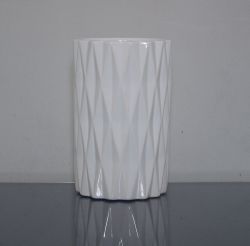 Ceramic Diamond Cylinder Vase White 5