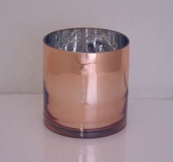 Metallic Cylinder Vase Pink 6" x 6", 12p/c