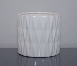 Ceramic Diamond Cylinder Vase White 6