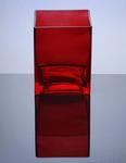 Block Glass Vase 4" x 4" x 5", Red, 12 p/c