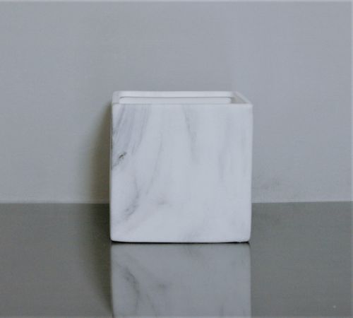 Cr Mb555 Ceramic Marble Cube Vase 5 X 5 X 5 White 12 P C