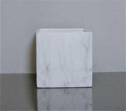 Cr Mb666 Ceramic Marble Cube Vase 6 X 6 X 6 White 12 P C