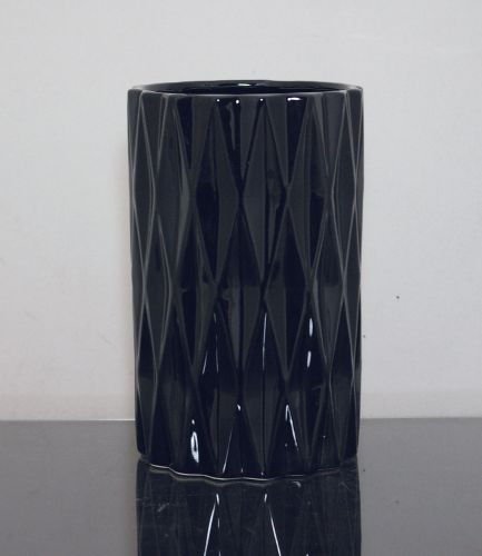 Ceramic Diamond Cylinder Vase Black 5