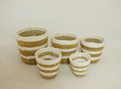 (S/5) 8", 7", 6", 5.5", 4.5" Potcover w/ Liner, Wh